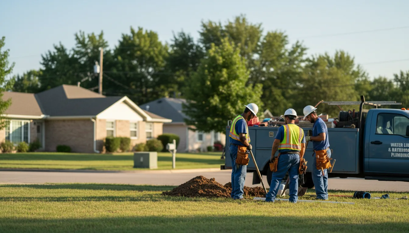 Residential water line and bathroom plumbing service in Winston, MO